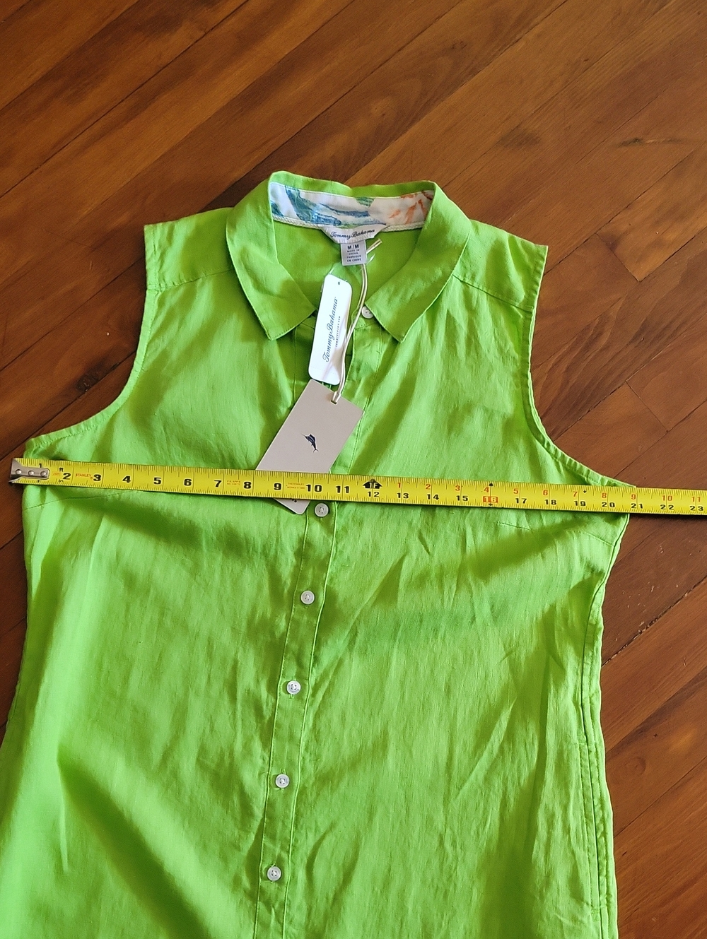 NWT Tommy Bahama Linen Button Front Shirt Dress Tart Apple Green MSRP $148 - Picture 7 of 7